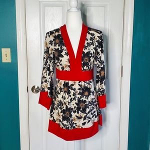 Vintage Cocomo Floral V Neck Tunic Top Small
